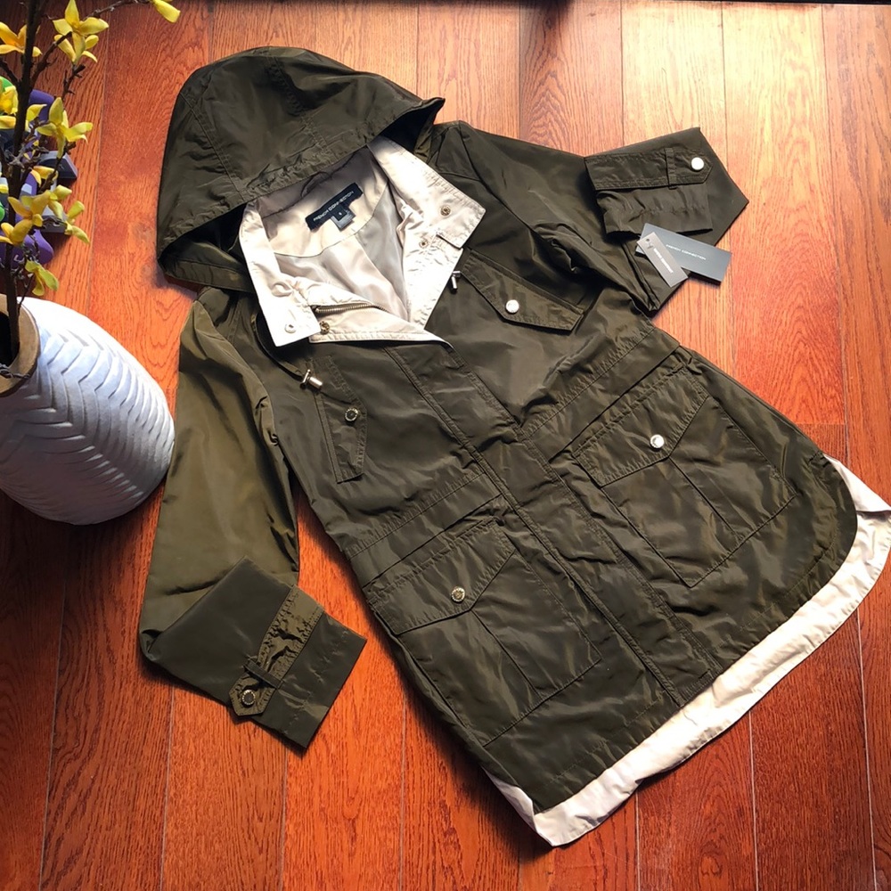 French Connection Two Tone Peplum Waist Anorak